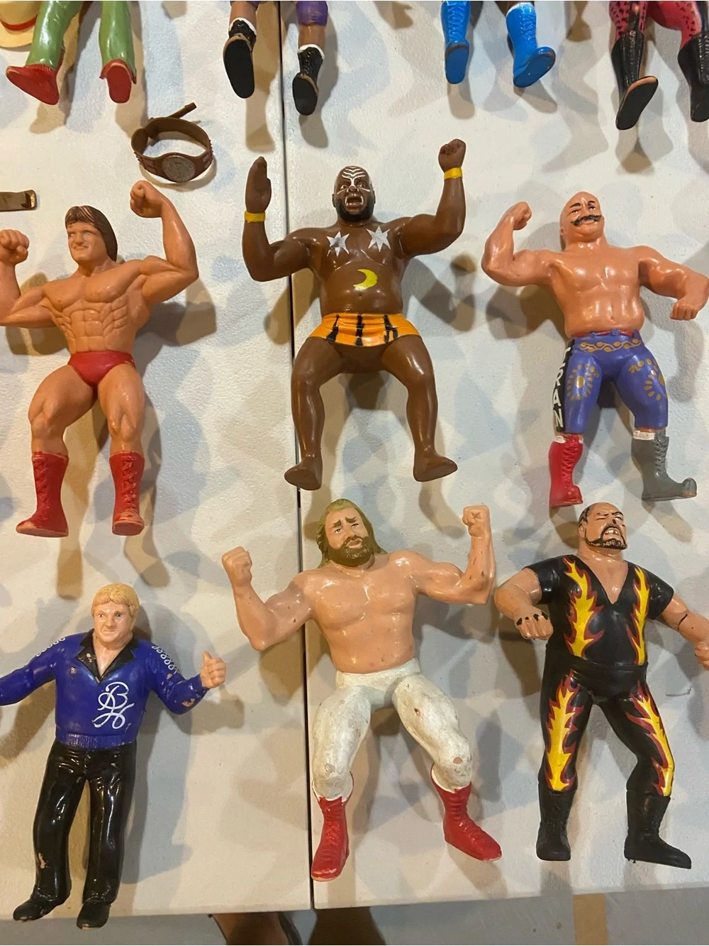 Retro-Inspired Wrestling Action Figure - Brown with Yellow Trunks